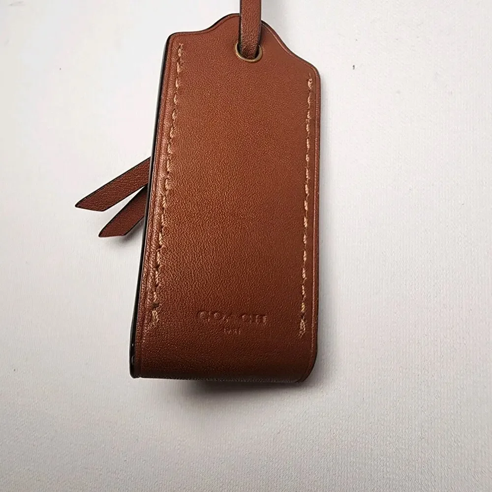 Coach 1941 Leather Clochette Hanging Tag Charm Brass Saddle